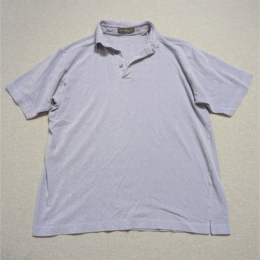 Ermenegildo Zegna Polo Shirt Men's XL Lavender Cotton Tencel Lycra Stretch